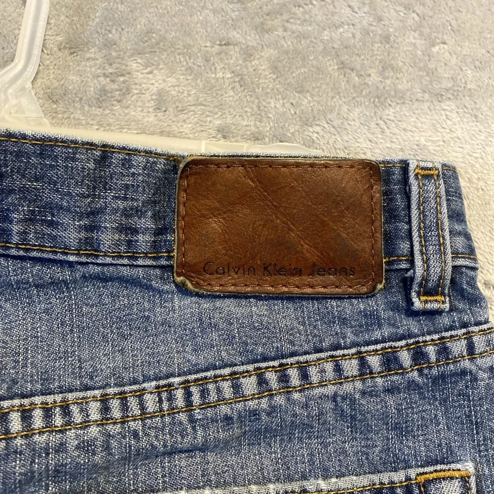 Calvin Klein Jeans Men 32x28 Blue Straight Loose Raw Hem Grunge Streetwear READ